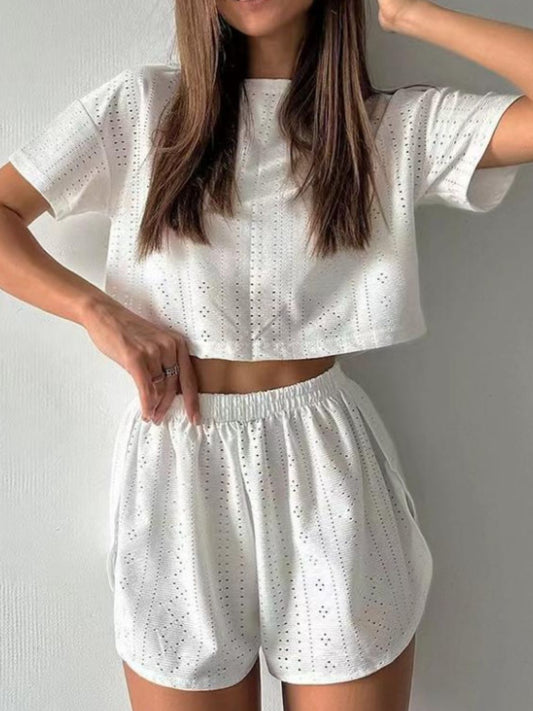 Round Neck Top and Shorts Set