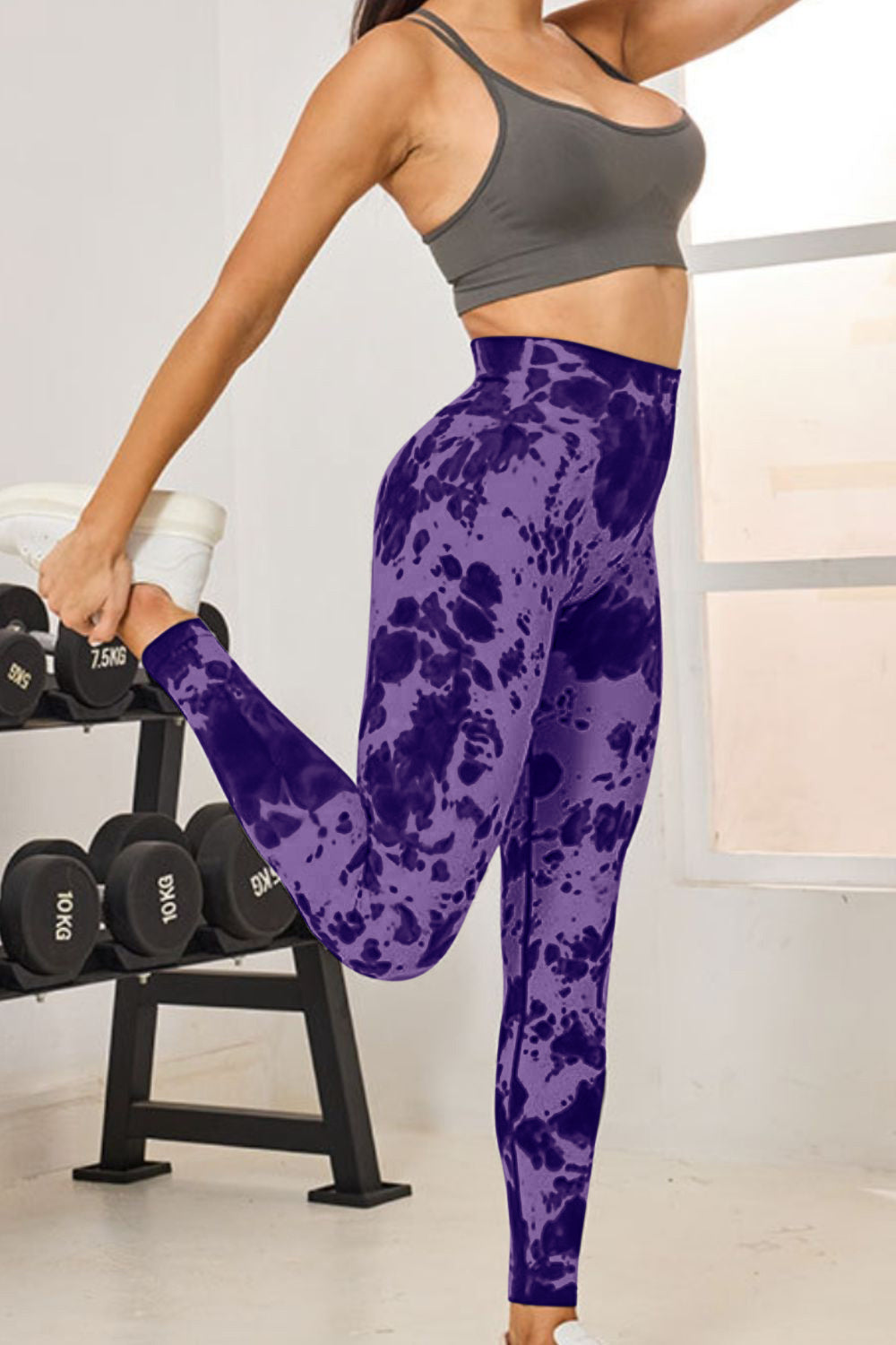 Leggings ativas de cintura alta com tie-dye