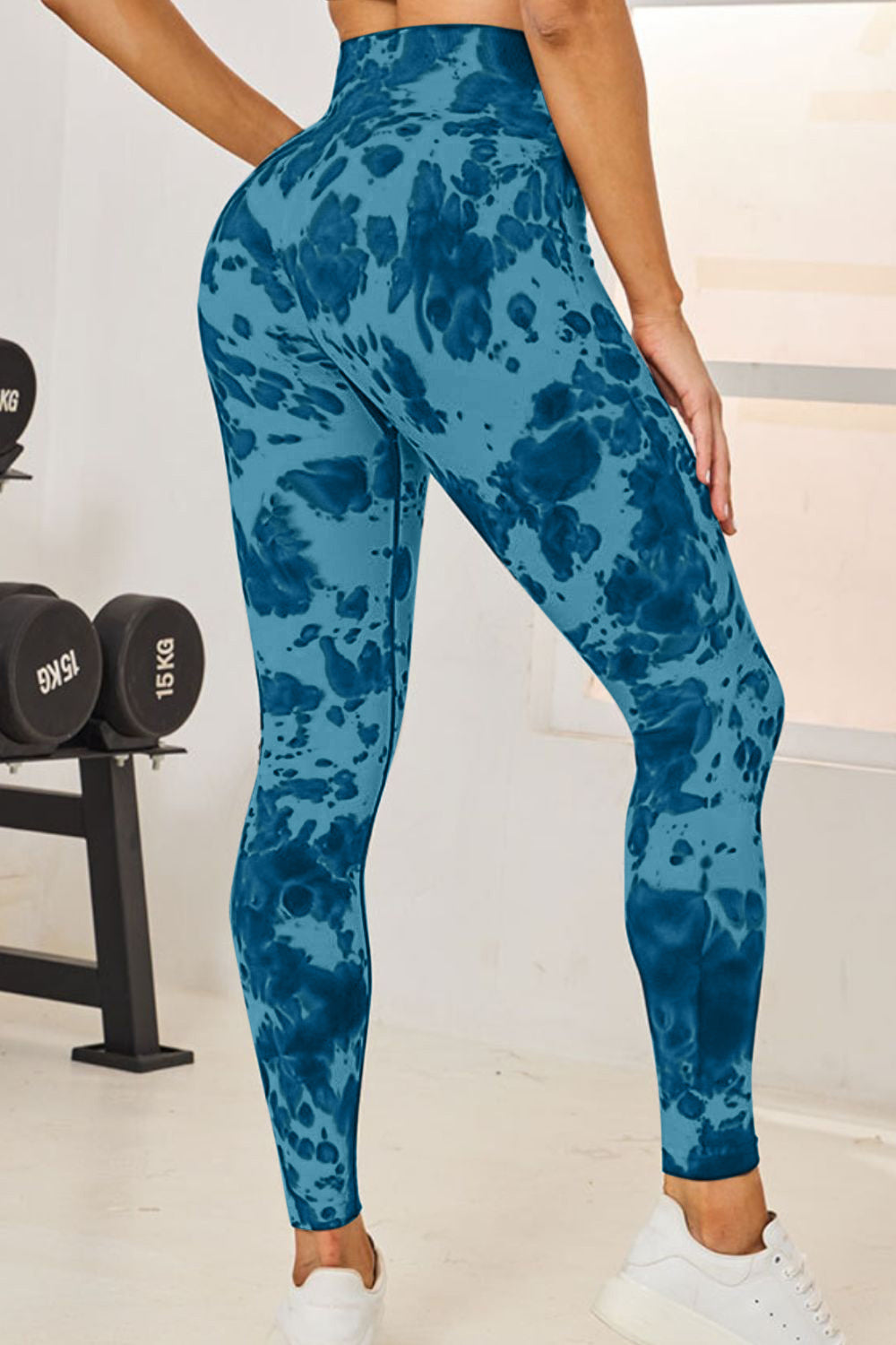 Leggings ativas de cintura alta com tie-dye